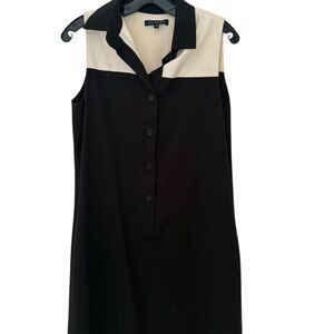 Elegant Black and Cream Sleeveless Dress